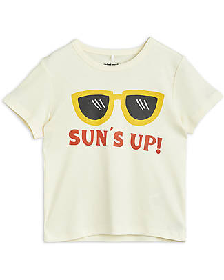 Mini Rodini Sun's Up Short Sleeves Shirt - Cream - 100% Organic Cotton GOTS T-shirts