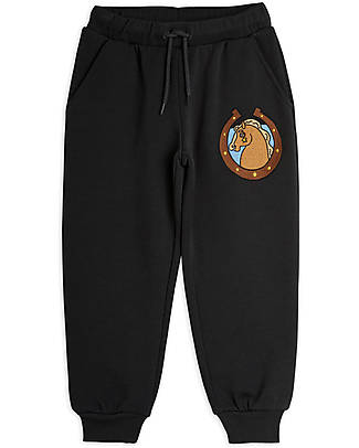 Mini Rodini Sweatpants - Horses - Black - 100% Organic Cotton Trousers