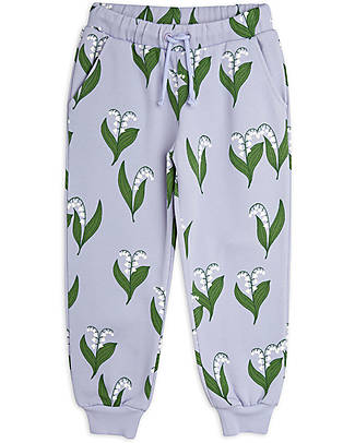Mini Rodini Sweatpants - Lily of the Valley - Blue - 100% Organic Cotton Trousers