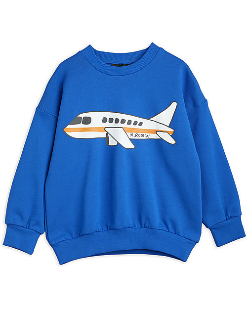 Mini Rodini Sweatshirt - Airplane - Blue - 100% Organic Cotton GOTS Sweatshirts