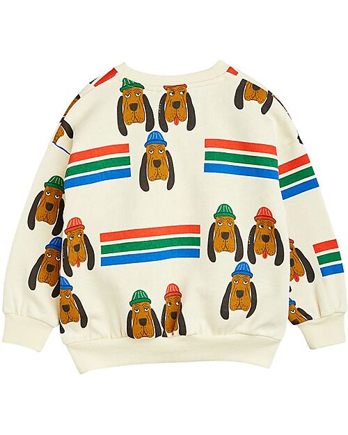 Mini Rodini Sweatshirt - Bloodhound and Stripes - Offwhite - 100
