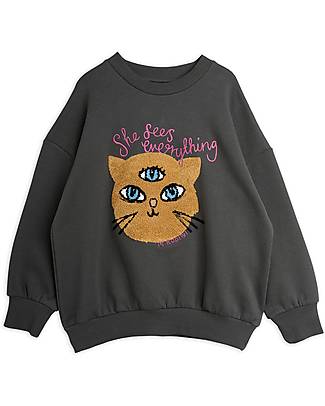 Mini Rodini Sweatshirt - Cat - Grey - Organic Cotton Sweatshirts