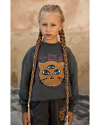 Mini Rodini Sweatshirt - Cat - Grey - Organic Cotton Sweatshirts