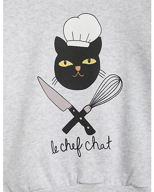 Mini Rodini Sweatshirt - Chef Cat - Melange Grey - 100% Organic Cotton GOTS
​ Sweatshirts