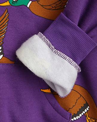 Mini Rodini Sweatshirt - Ducks aop - Purple - with Front Zip - 100% Organic Cotton Sweatshirts