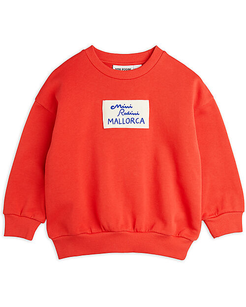 Mini Rodini Sweatshirt - Mallorca Patch - Red - 100% Organic Cotton GOTS Sweatshirts