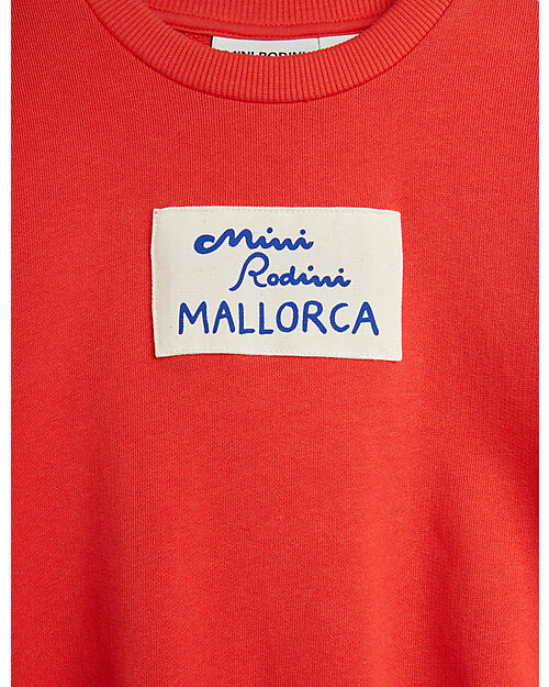 Mini Rodini Sweatshirt - Mallorca Patch - Red - 100% Organic Cotton GOTS Sweatshirts