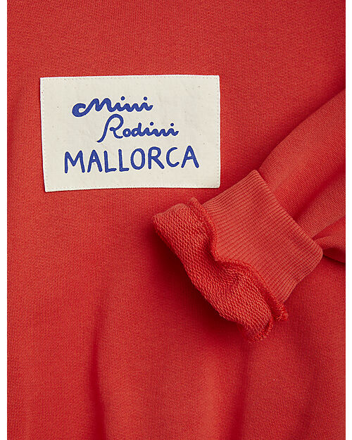 Mini Rodini Sweatshirt - Mallorca Patch - Red - 100% Organic Cotton GOTS Sweatshirts