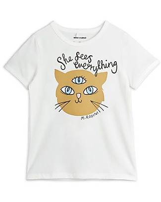 Mini Rodini T-Shirt - Cat - White - organic Cotton T-shirts