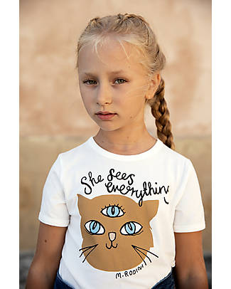 Mini Rodini T-Shirt - Cat - White - organic Cotton T-shirts