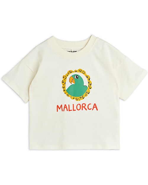 Mini Rodini T-shirt - Parrot/Mallorca Print - White - 100% Organic Cotton GOTS T-shirts