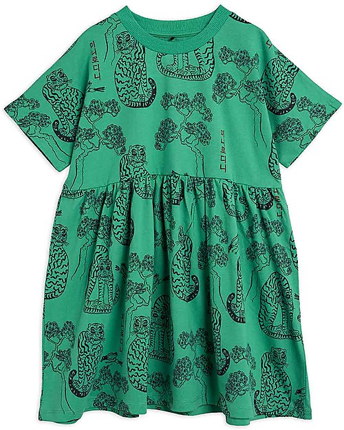 Mini Rodini Tiger Dress - Green - 100% Organic cotton Dresses_