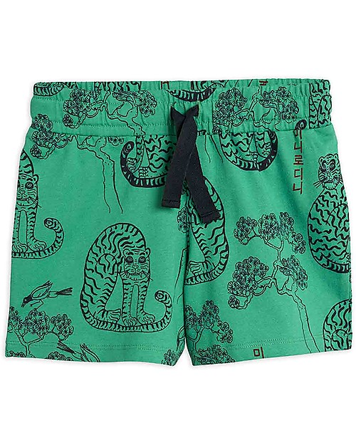 Mini Rodini Tiger Shorts - Green - 100% organic cotton Shorts