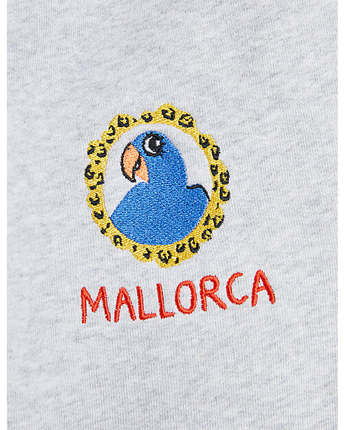 Mini Rodini Tracksuit Pants - Parrot Embroidery - Gray - 100% Organic Cotton GOTS Trousers