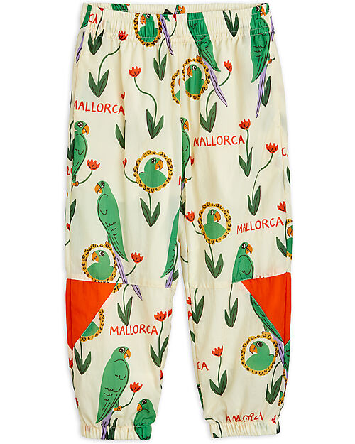 Mini Rodini Tracksuit Pants - Parrot Print - 100% Recycled Nylon Trousers