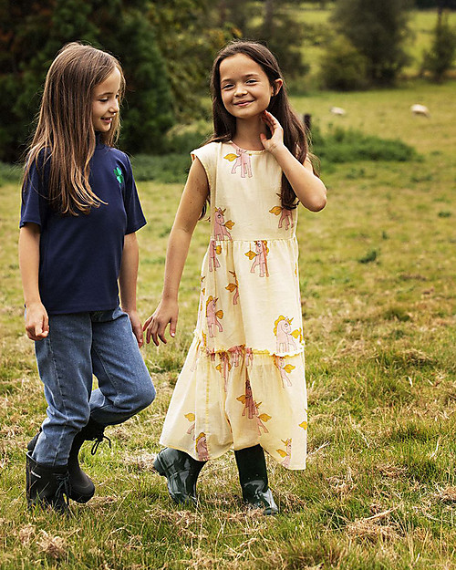 Mini Rodini Unicorn Long Dress with Frilled Skirt - 100% Organic cotton Dresses_