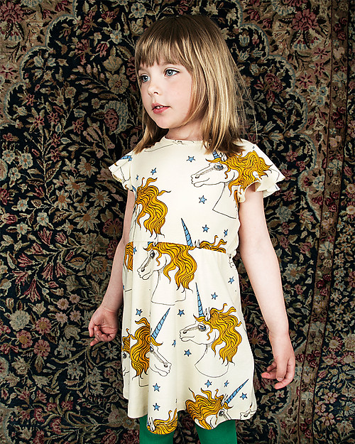 Mini Rodini Unicorn Star Wing Dress, Off-White - 100% organic cotton Dresses_