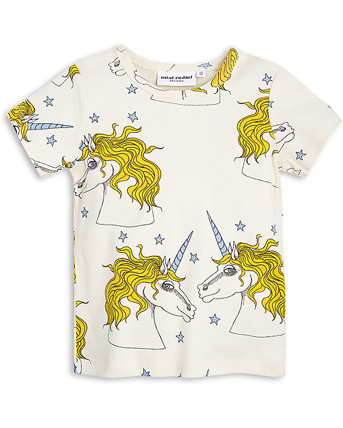 Mini Rodini Unicorn Stars T-Shirt, Off White - 100% organic cotton T-shirts