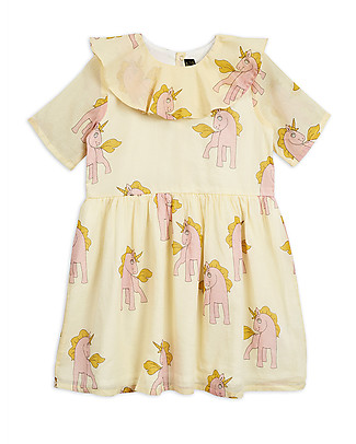 Mini Rodini Unicorn Woven Dress with Frills - !00% Organic cotton Dresses