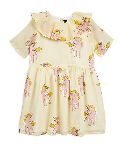 Mini Rodini Unicorn Woven Dress with Frills - !00% Organic cotton Dresses_