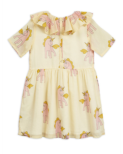 Mini Rodini Unicorn Woven Dress with Frills - !00% Organic cotton Dresses_