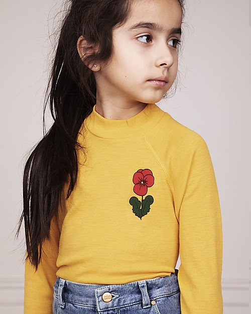 Mini Rodini Viola Long Sleeved Tee - 100% Merino Wool Long Sleeves Tops