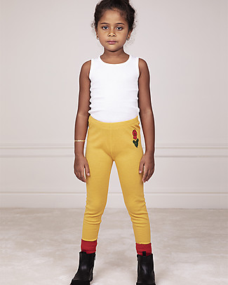 Mini Rodini Viola Yellow Leggings - 100% Merino Wool Leggings