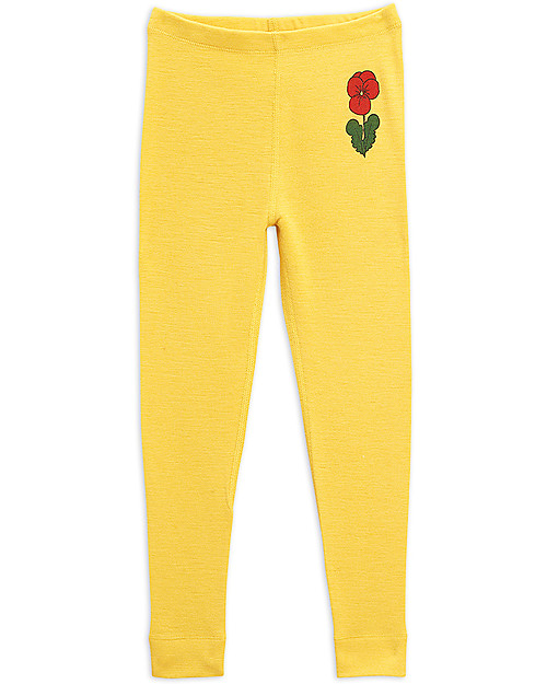 Mini Rodini Viola Yellow Leggings - 100% Merino Wool Leggings