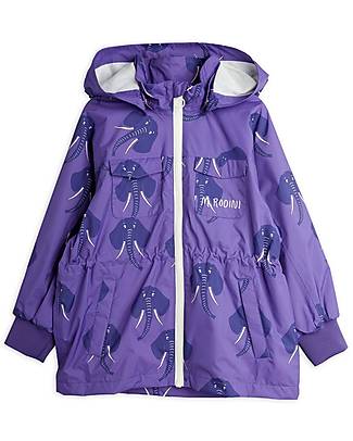 Mini Rodini Waterproof Hooded Elephant Jacket - Shell - Purple Jackets