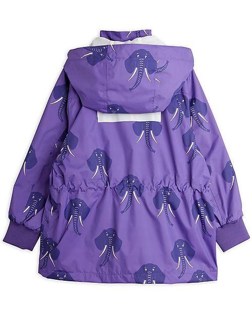 Mini Rodini Waterproof Hooded Elephant Jacket - Shell - Purple Waterproof