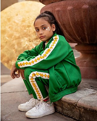 Mini Rodini Wct Tracksuit Jacket - Green - 100% Shiny Recycled Fabric Jackets