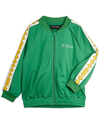 Mini Rodini Wct Tracksuit Jacket - Green - 100% Shiny Recycled Fabric Jackets