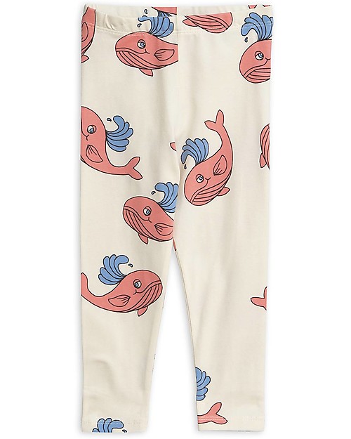 Mini Rodini Whale Leggings, Pink - Organic cotton Leggings