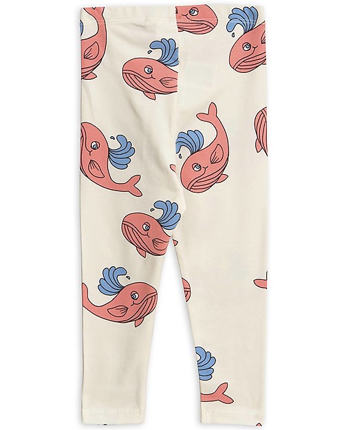Mini Rodini Whale Leggings, Pink - Organic cotton Leggings