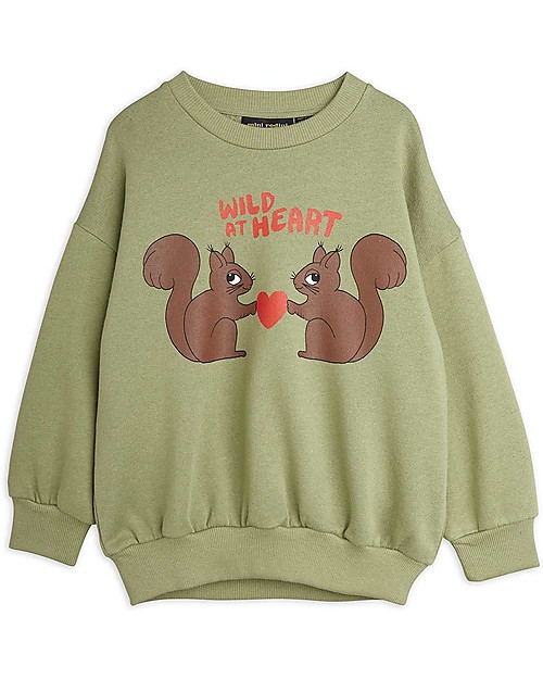 Mini Rodini Wild at Heart Sweatshirt - Squirrels - Green - 100% Organic Cotton Sweatshirts