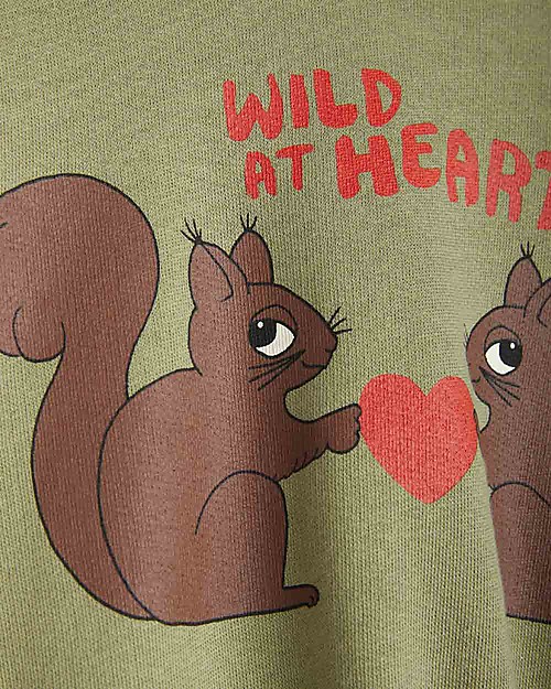Mini Rodini Wild at Heart Sweatshirt - Squirrels - Green - 100% Organic Cotton Sweatshirts