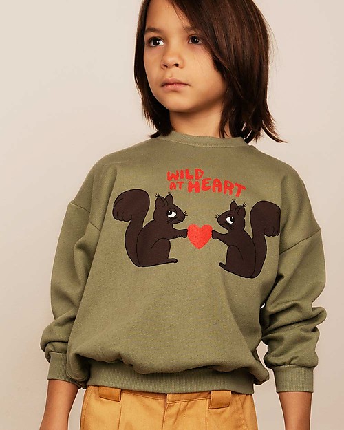 Mini Rodini Wild at Heart Sweatshirt - Squirrels - Green - 100% Organic Cotton Sweatshirts
