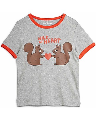 Mini Rodini Wild at Heart T-Shirt - Squirrels - Grey - organic Cotton T-Shirts And Vests