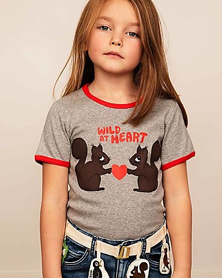 Mini Rodini Wild at Heart T-Shirt - Squirrels - Grey - organic Cotton T-Shirts And Vests