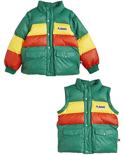 Mini Rodini Windproof Jacket with Zip - Green - 100% Recycled Polyester! Down Jacket