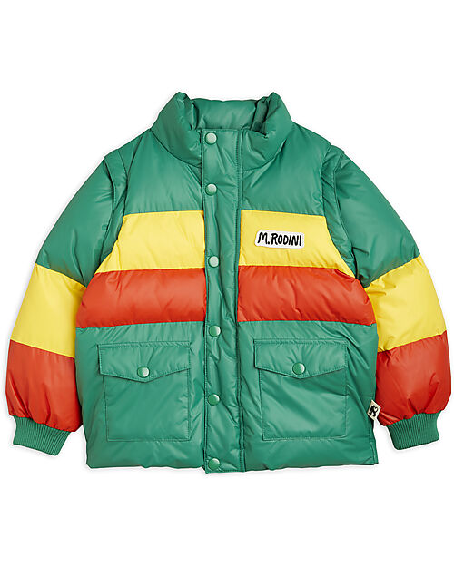 Mini Rodini Windproof Jacket with Zip - Green - 100% Recycled Polyester! Down Jacket