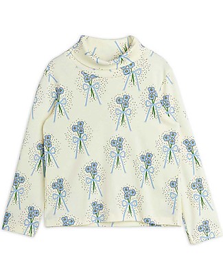 Mini Rodini Winterflowers Turtleneck - Blue - 100% Organic Cotton T-Shirts And Vests