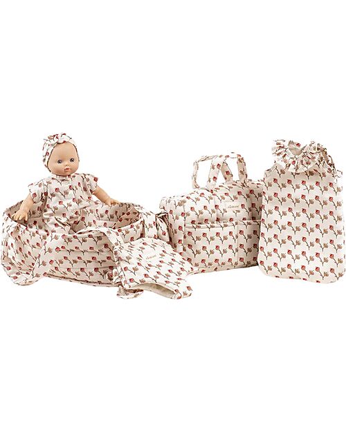 Minikane Changing Bag - Flowers - Oeko-Tex Cotton - for Minikane Doll 34cm and Babies 28cm Dolls Accessories