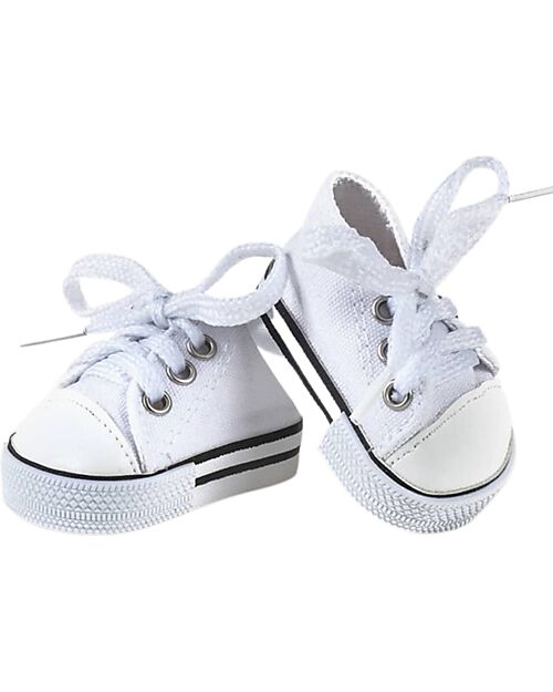 Minikane Doll Shoes - White - with Lace-Up Closure Dolls Accessories