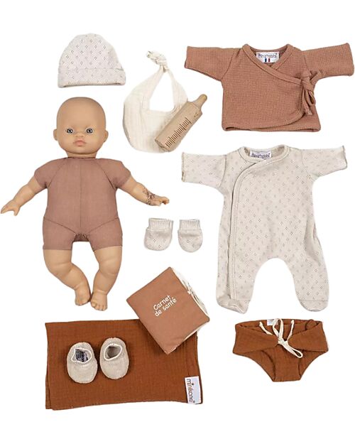 Minikane Mae Doll - My Suitcase Birth Kit - 10 Pieces Dolls