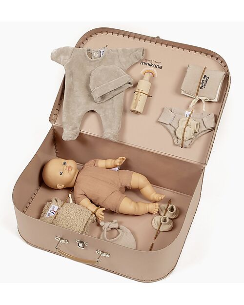 Minikane Mae Doll My Suitcase - Birth Kit - 10 Pieces Dolls