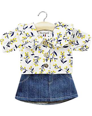 Minikane Set Karina Cotton Blouse Mimosa and Denim Skirt for Minikane Gordis Dolls 34 and 37cm Dolls Accessories