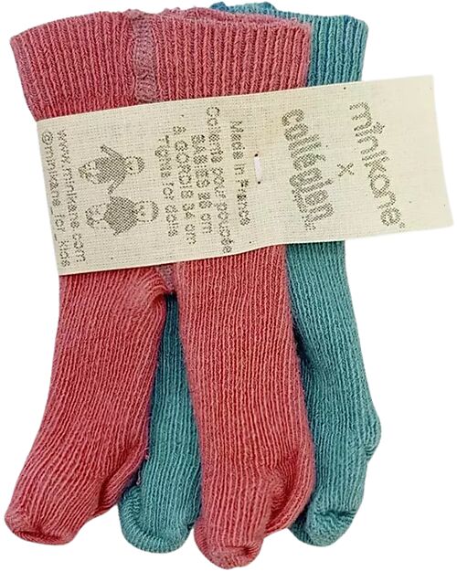 Minikane Set of 2 Tights for Dolls - Pink Lychee and Lagoon - Cotton Dolls Accessories