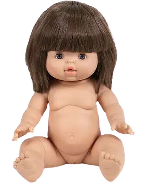 Minikane Sleeping Eyed Chloe Doll 34cm - Female - Brown Hair with Bangs - Gray/Blue Jointed Eyes - Scented Dolls