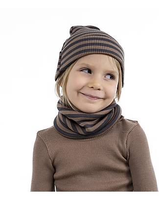 Minimalisma Argir Neck Warmer - Nut Stripes - 100% Merino Wool Scarves